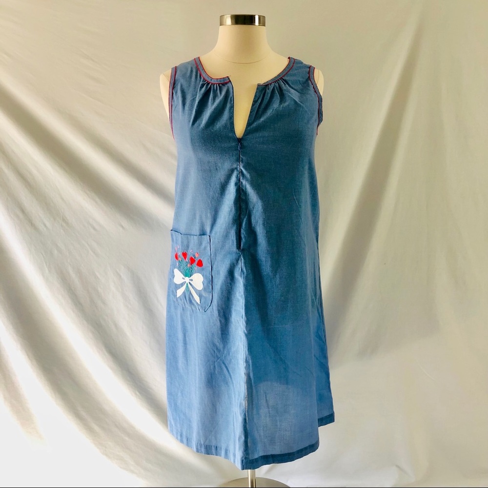 Vintage 2 Piece Housedress Blue By Smart Time Uni… - image 7